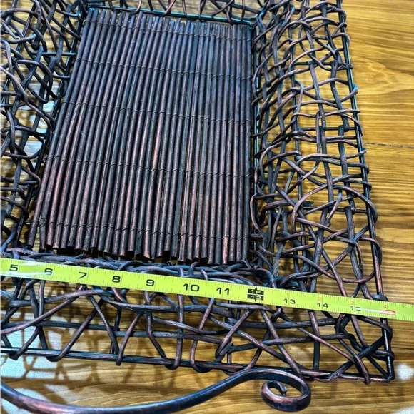 Rustic Brown Woven Metal Basket - Picture 2 of 5